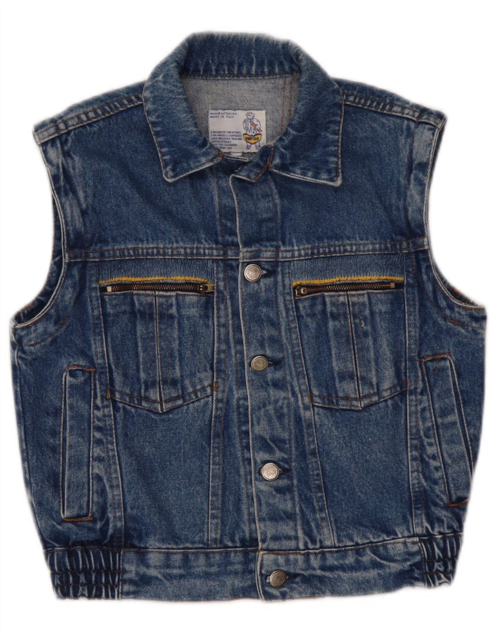 POP 84 Gilet Crop Denim pentru femei UK 2 2XS Albastru