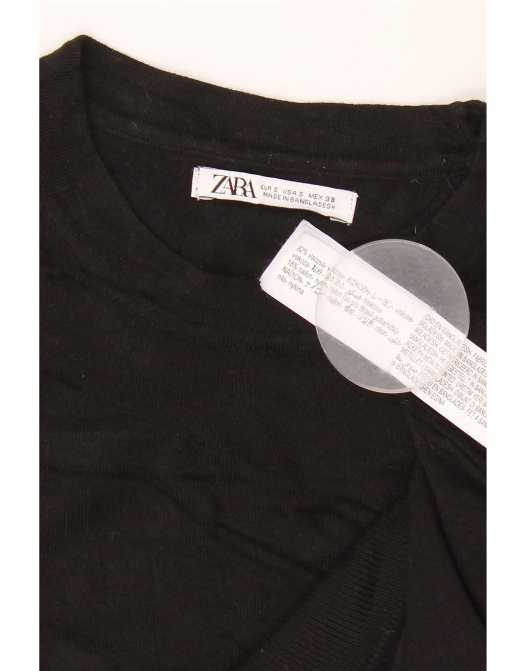 Pulover pentru bărbați Zara, cu decolteu, mic, negru, viscoză