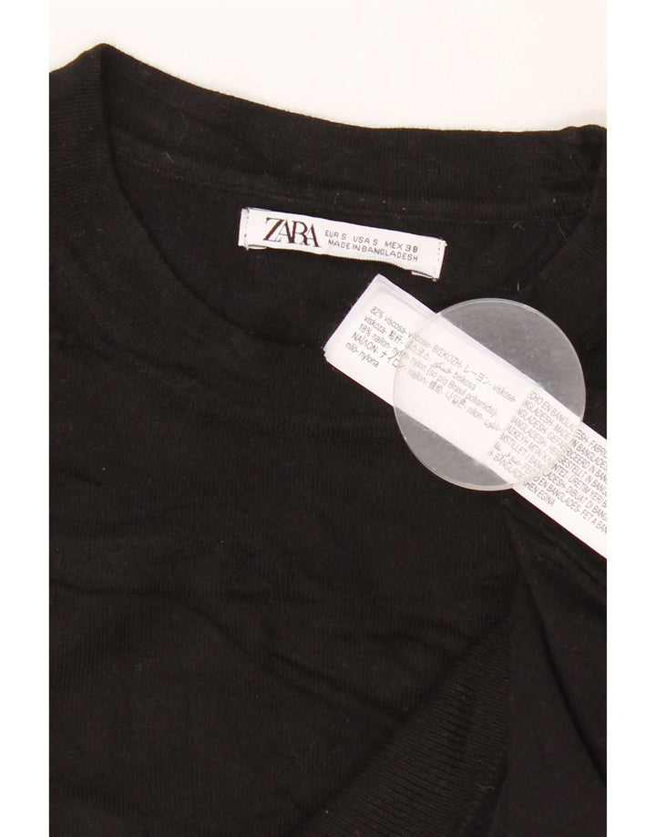 Pulover pentru bărbați Zara, cu decolteu, mic, negru, viscoză