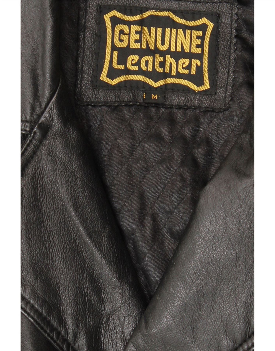 GENUINE LEATHER Mens Double Breasted Coat UK 38 Medium Black Leather Vintage Genuine Leather and Second-Hand Genuine Leather from Messina Hembry 