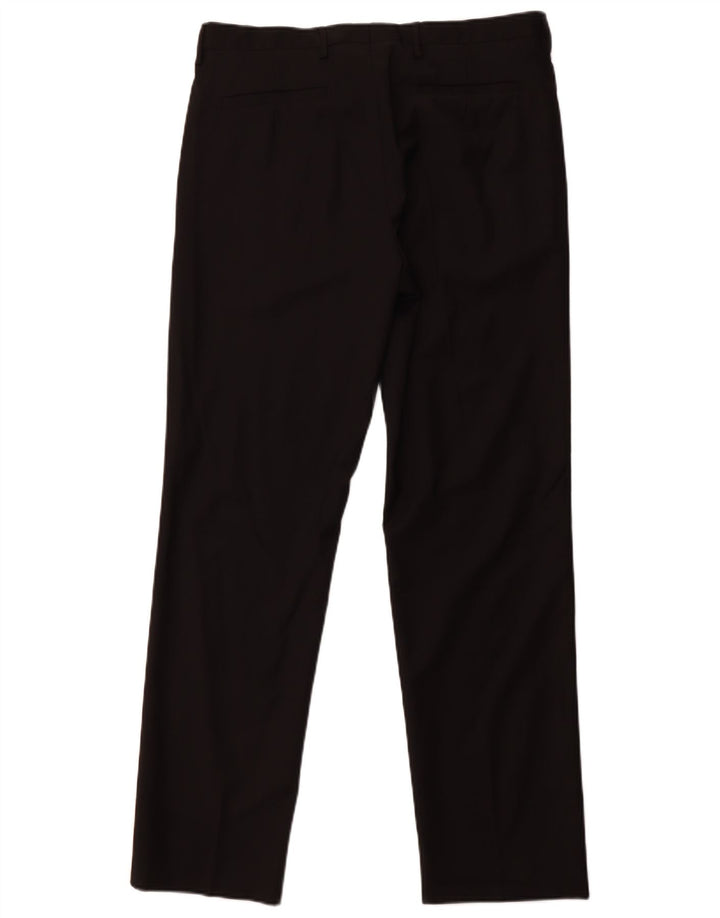 Pantaloni Drepți ZARA Bărbați EU 44 Mari L34 L31 Lână Neagră