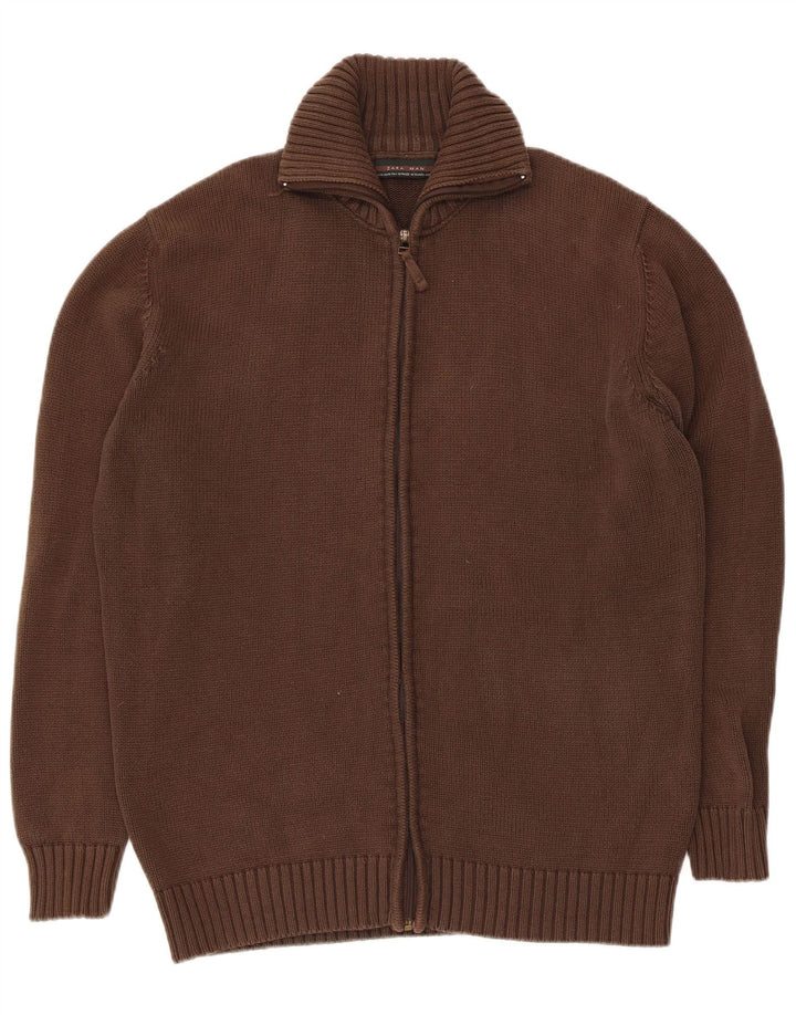 Pulover cardigan pentru bărbați Zara XL bumbac maro