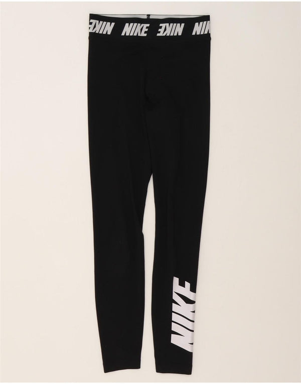 Nike Womens Graphic Leggings UK 4 XS Black Cotton
