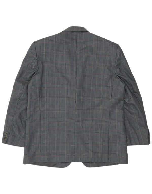 Jachetă vintage pentru bărbați cu 2 nasturi IT 54 2XL Lână virgină cu picior de găin albastru