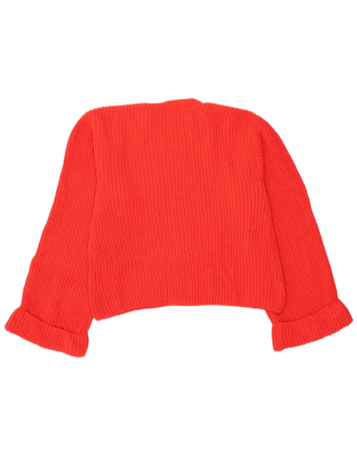 Pulover de damă ZARA Crop oversize cu gât crew pulover UK 10 Small Red