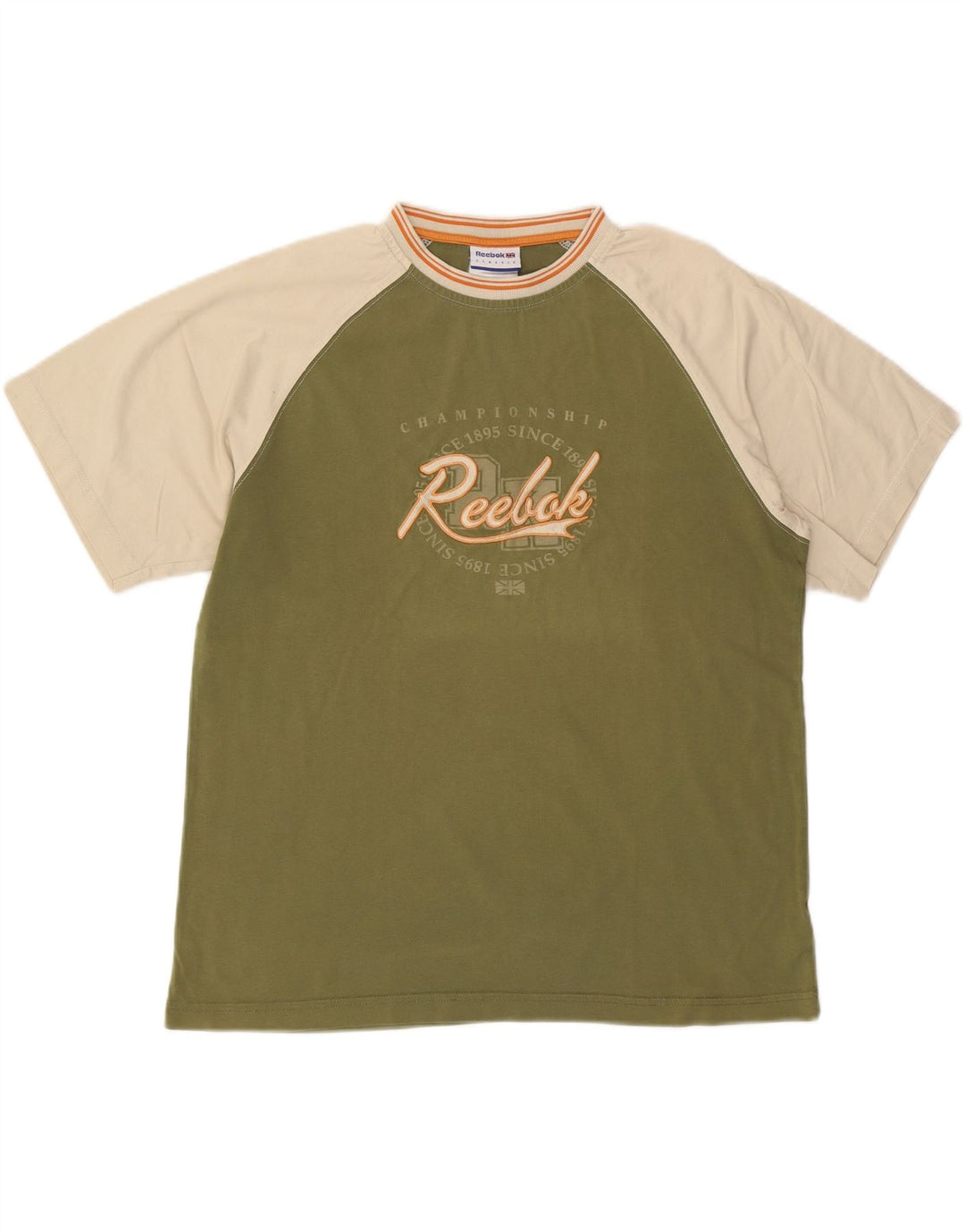 Tricou grafic clasic pentru bărbați REEBOK Top mare din bumbac color bloc verde