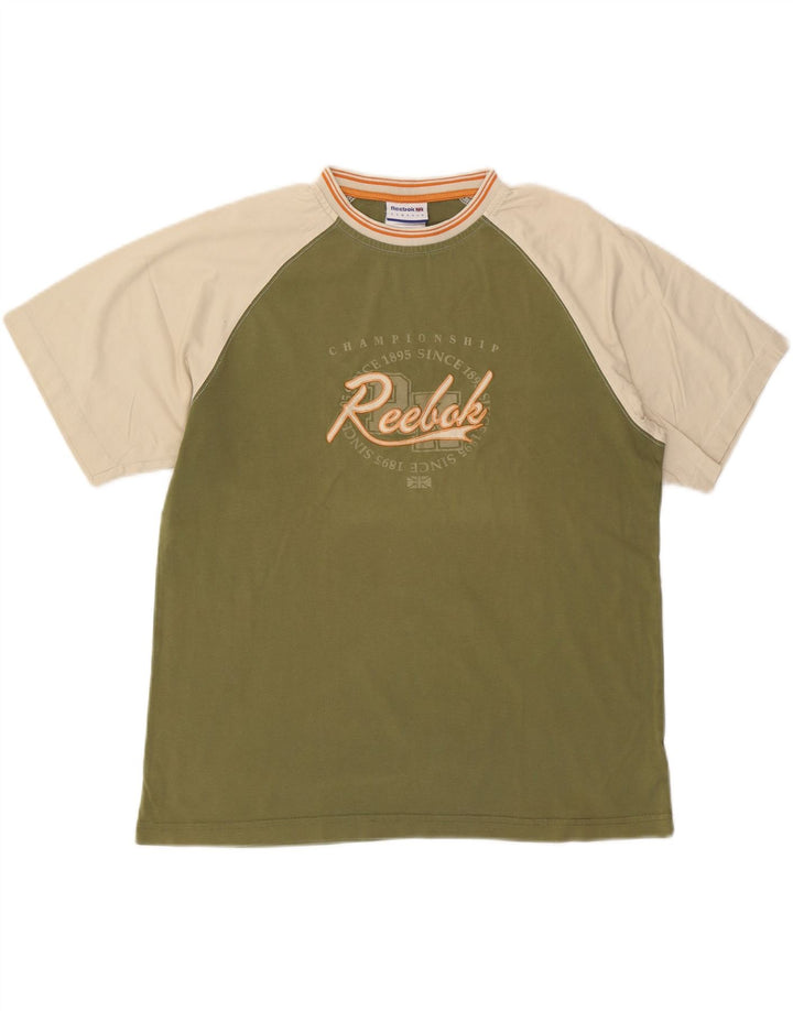 Tricou grafic clasic pentru bărbați REEBOK Top mare din bumbac color bloc verde