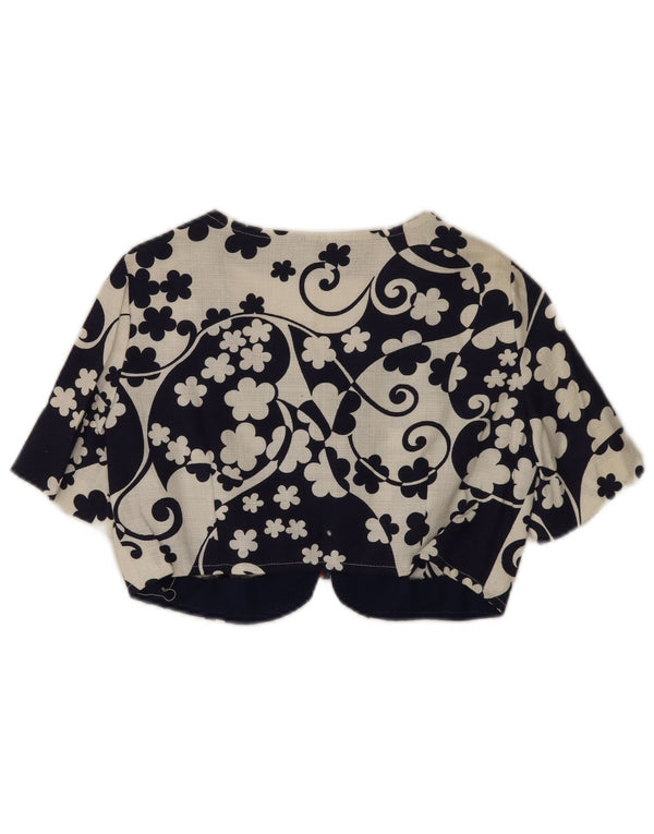 Top Bolero Vintage pentru femei UK 8 Small Bleumarin Floral