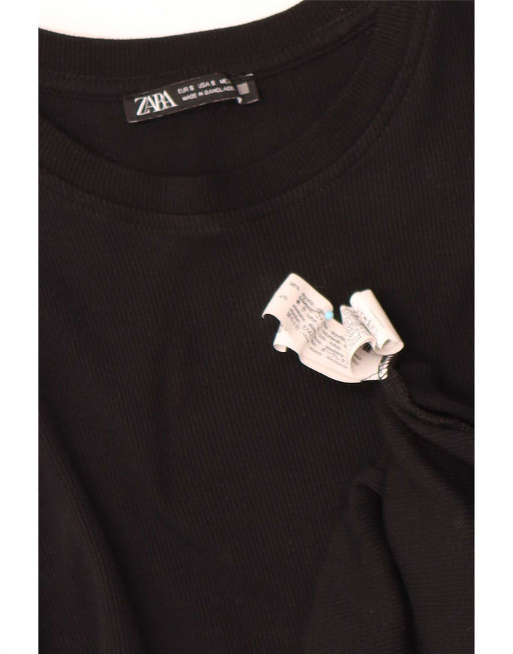 Rochie regulată fără mâneci pentru femei Zara UK 10 Bumbac negru mic