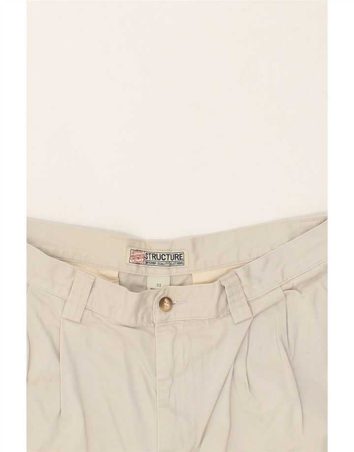 VINTAGE Mens Casual Shorts W33 Medium Beige Cotton Vintage Vintage and Second-Hand Vintage from Messina Hembry 