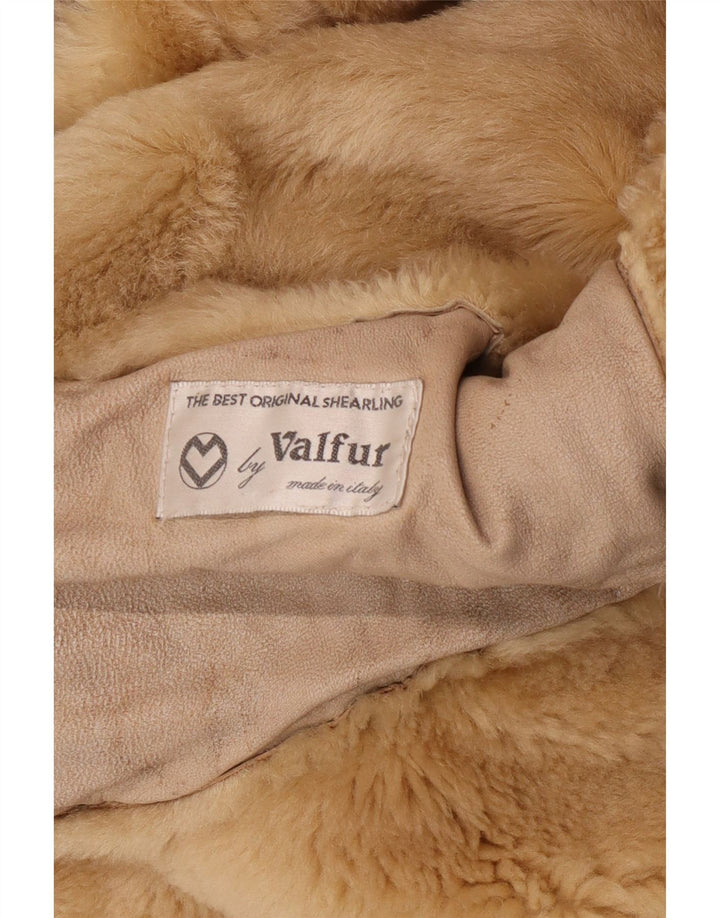 Palton vintage din shearling pentru femei UK 14 Medium Beige Shearling