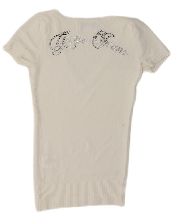 Pulover cu mânecă scurtă cu decolteu în V Guess pentru femei UK 12 Medium White