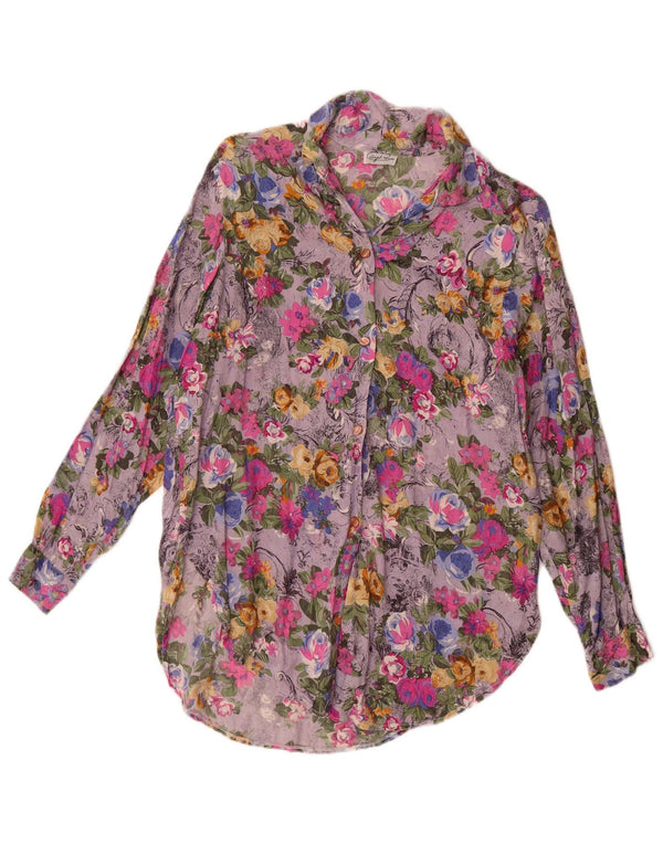 Bluză pentru femei vintage cămașă UK 14 mare, multicoloră, florală