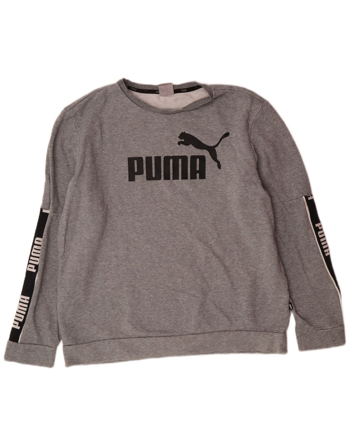 Hanorac grafic pentru bărbați PUMA Pulover mare, gri, bumbac color bloc
