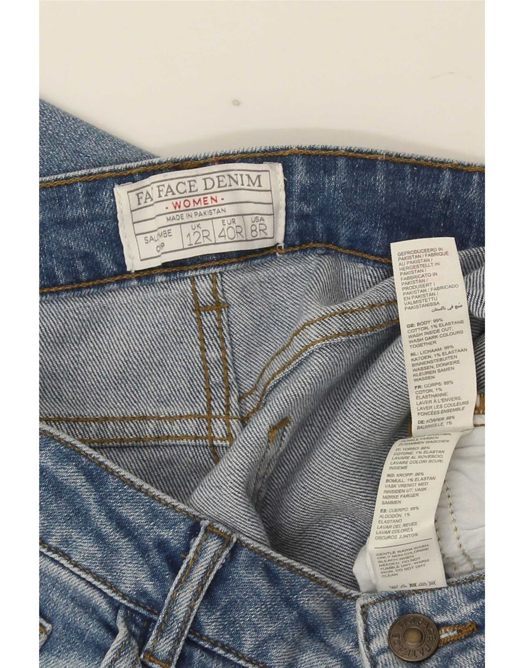 Fat Face Blugi tăiați pentru femei UK 12 Medium W32 L23 Blue Bumbac