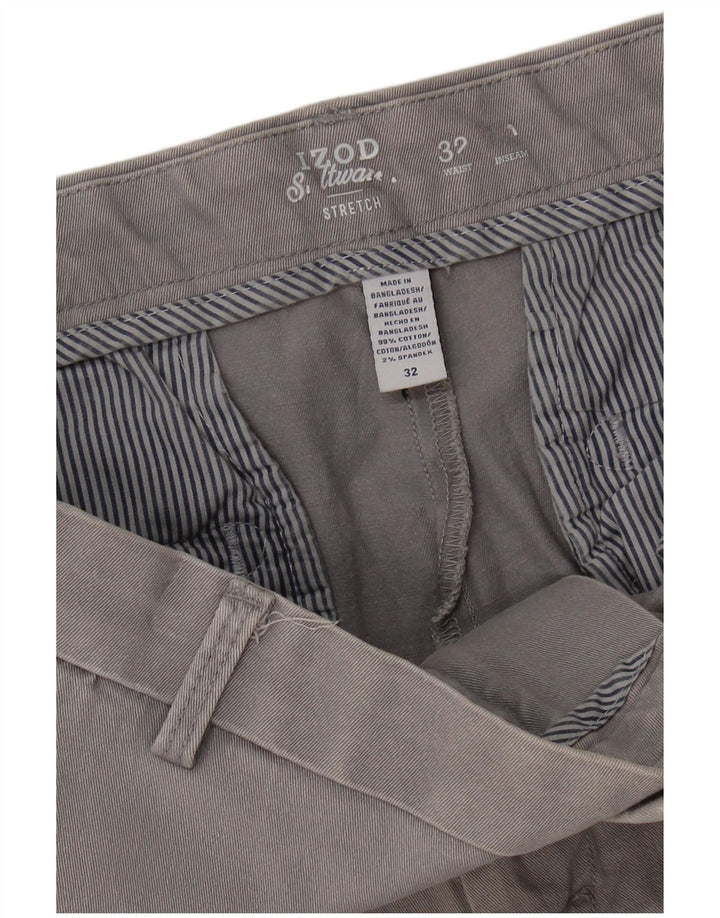 Pantaloni scurți chino IZOD pentru bărbați cu apă sărată W32 bumbac gri mediu