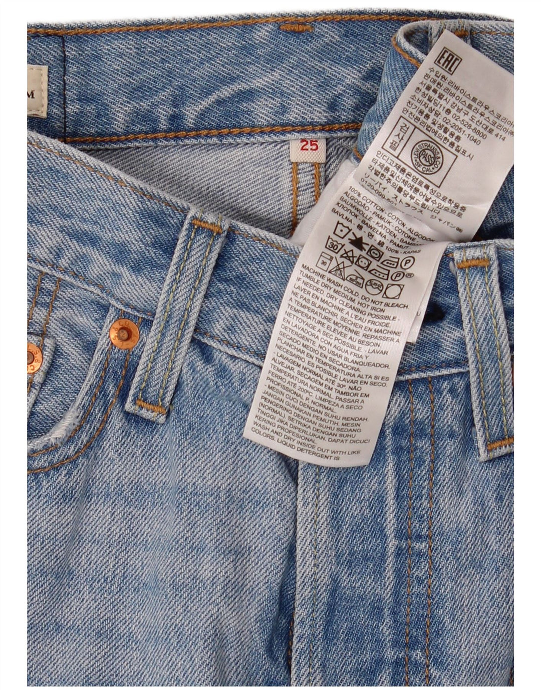 LEVI'S Fusta Denim Distressed W25 XS Bumbac Albastru