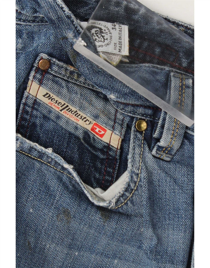 Blugi Distressed drepte pentru bărbați Diesel L34 L34 Bumbac albastru