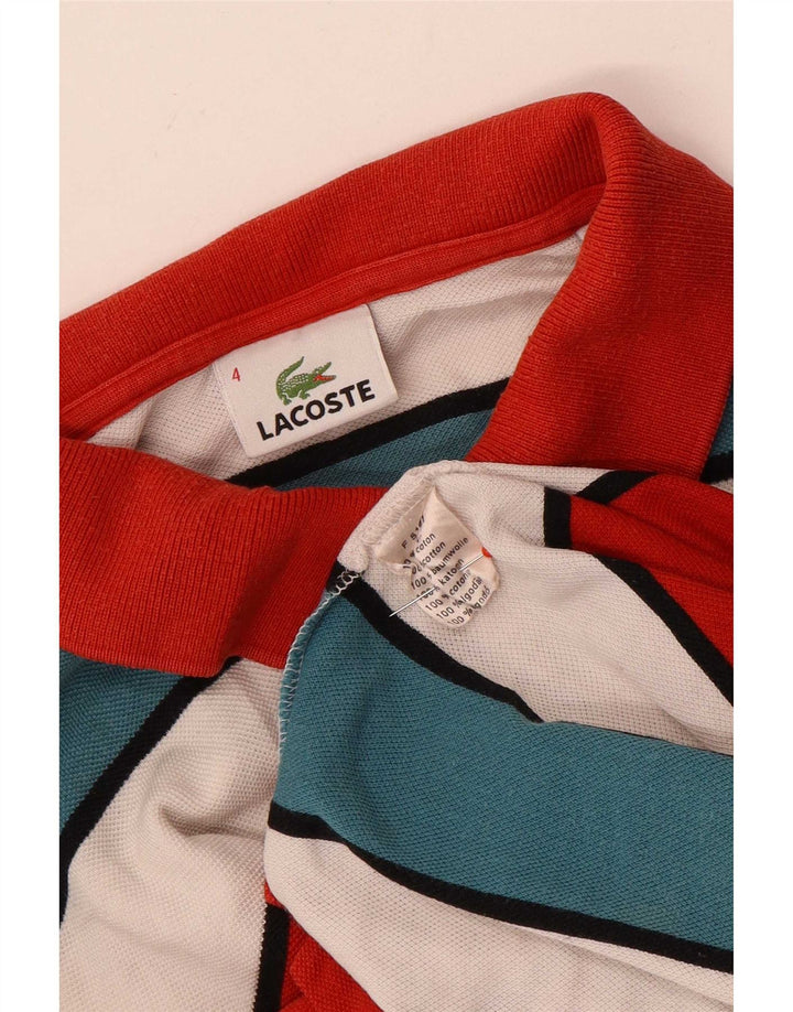 Tricou polo Lacoste pentru bărbați, mărimea 4, bumbac cu dungi multicolore medii