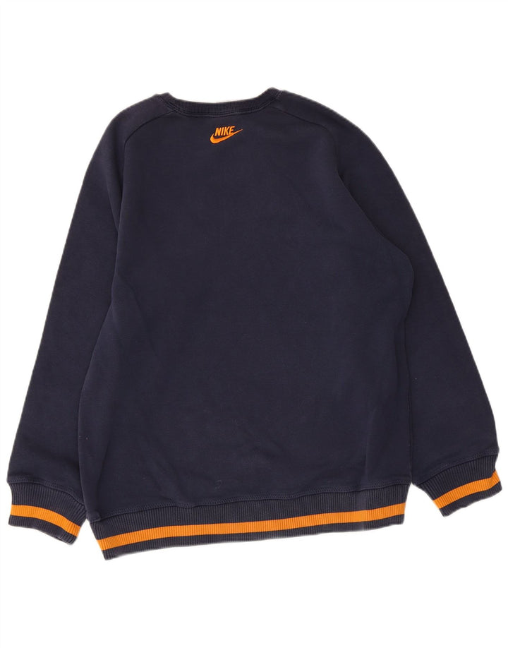 NIKE Boys Graphic Sweatshirt Jumper 13-14 Years Navy Blue Cotton