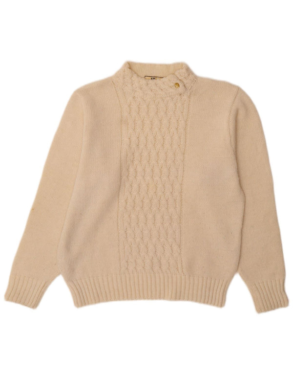 VINTAGE Pulover cu gât țestoasă pentru femei UK 16 Large Off White