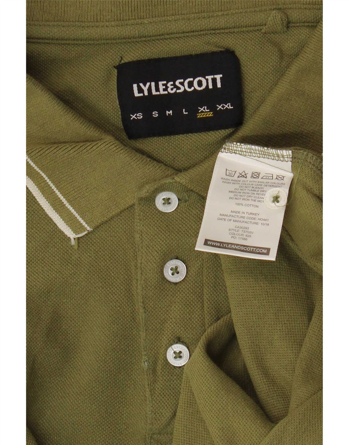 Tricou polo pentru bărbați Lyle & Scott, bumbac kaki XL