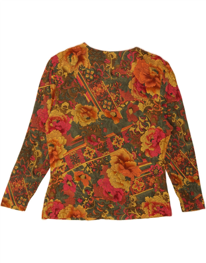 VINTAGE Top pentru femei cu mânecă lungă UK 12 Medium Multicolor