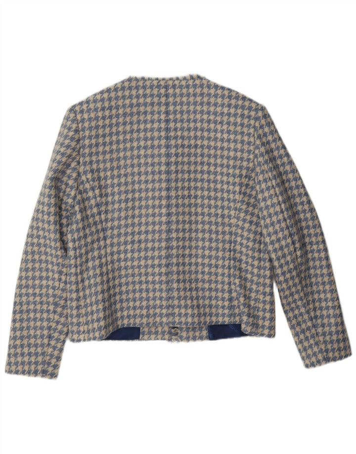 HOUSE OF BRUAR Blazer Jacket pentru femei UK 12 Medium Blue Houndstooth Lână
