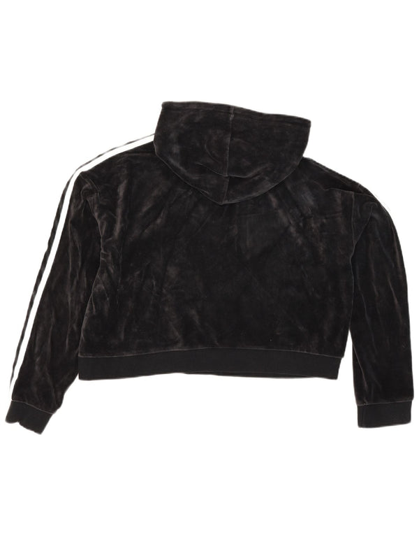 Pulover Adidas Crop Velvet Oversized Hoodie pentru femei UK 10 Bumbac negru mic