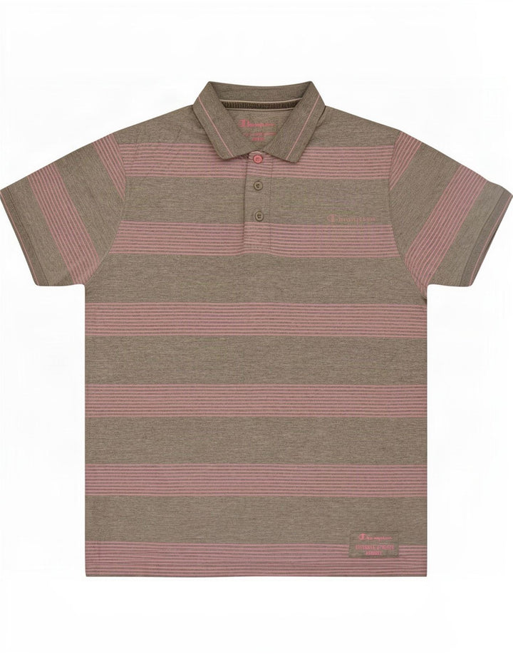 Tricou polo Champion pentru bărbați, gri mediu cu dungi
