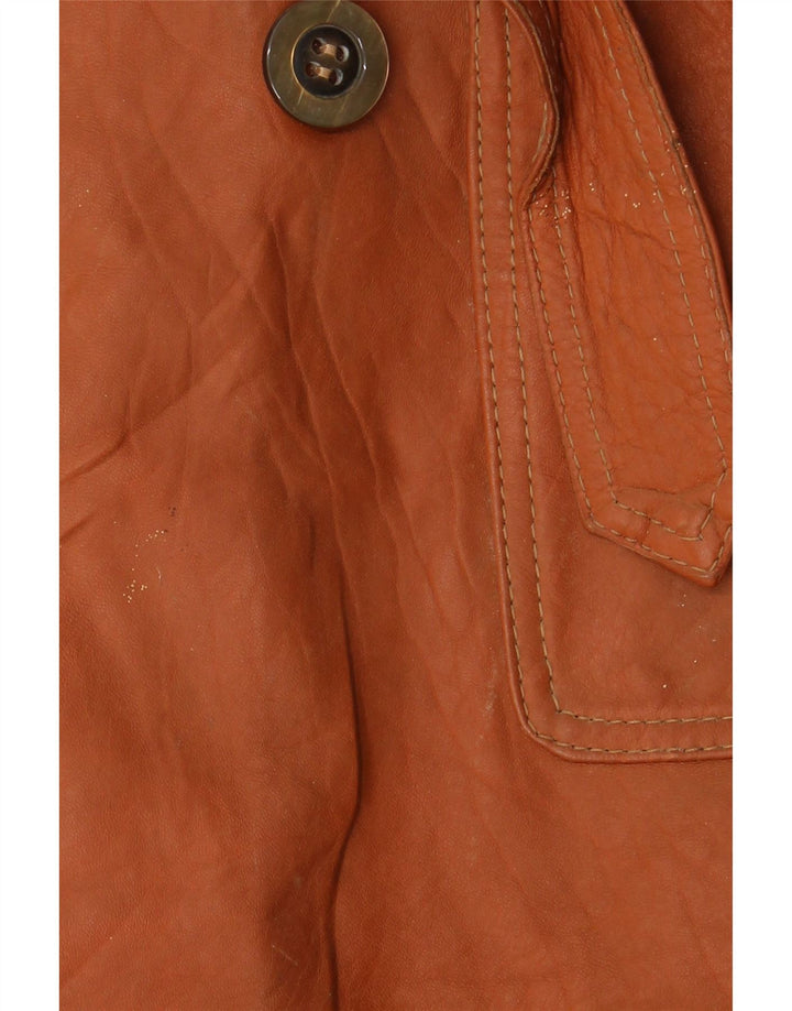 Palton din piele dublu pentru femei vintage UK 14 maro mediu