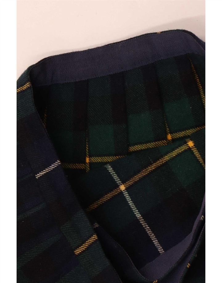 Fusta pliată pentru femei vintage W28 carouri verde mediu