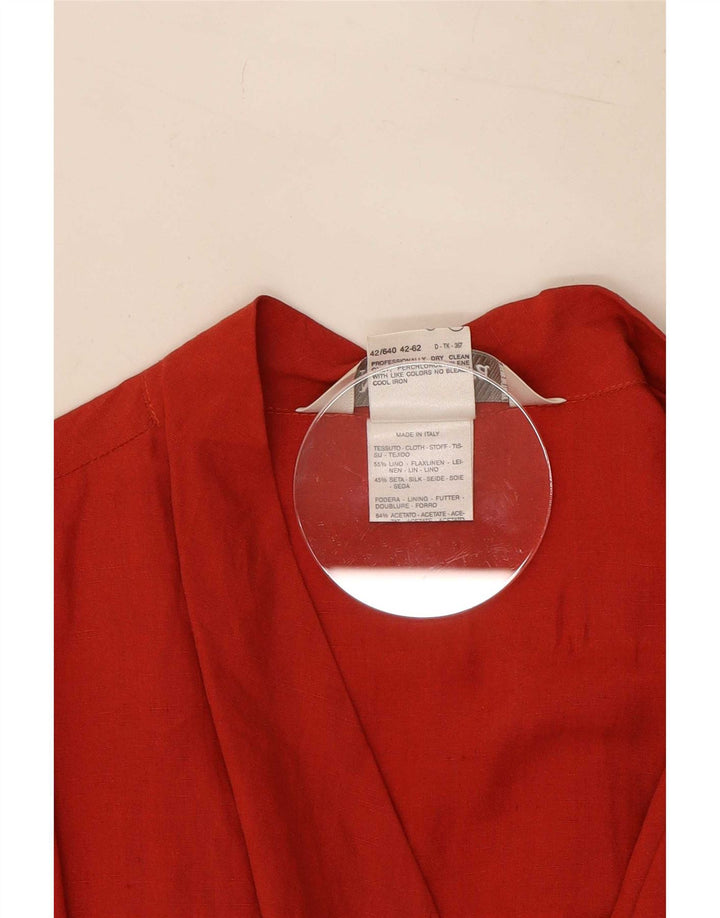 Max Mara Femei Wrap Dress UK 12 Medium Red Linen