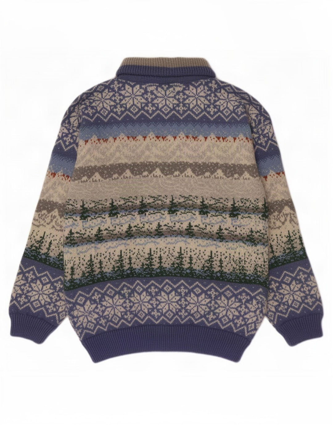 Pulover Vintage pentru bărbați cu fermoar și gât, mijlociu, multicolor, Fair Isle