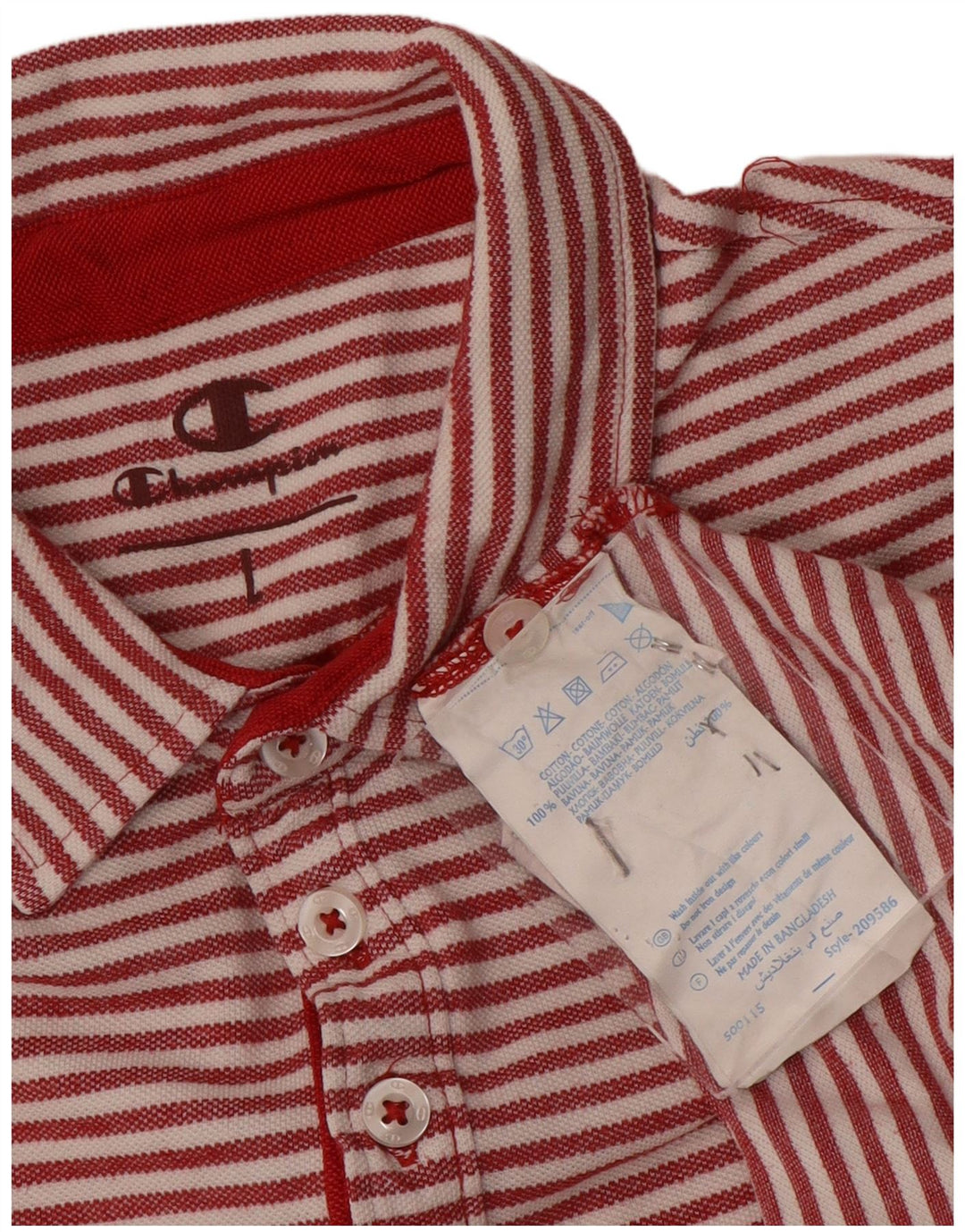 Tricou polo Champion pentru bărbați, bumbac cu dungi roșii mari