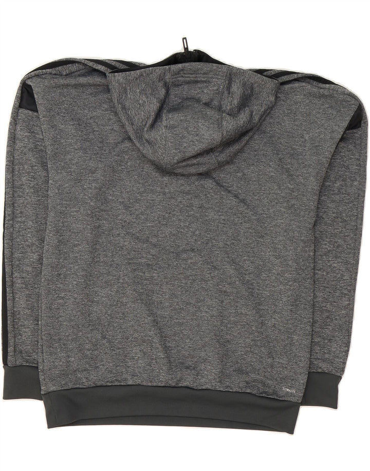 ADIDAS Mens Zip Neck Hoodie Jumper Medium Grey Flecked Polyester Vintage Adidas and Second-Hand Adidas from Messina Hembry 