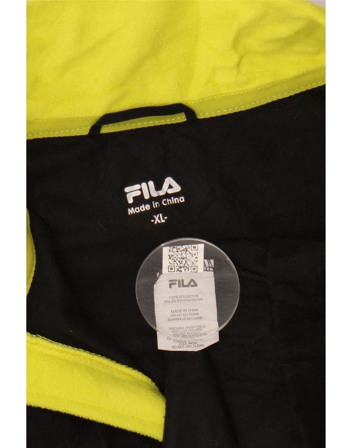 Pulover FILA pentru bărbați, cu fermoar și gât, XL, poliester negru