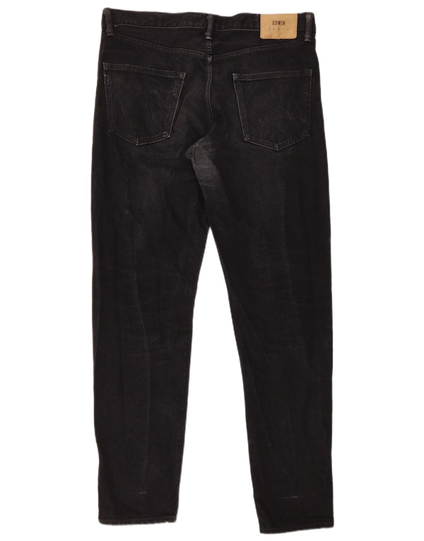 EDWIN Mens Slim Jeans W34 L32 Black Cotton