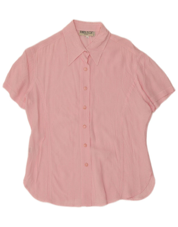 Bluză cămașă cu mânecă scurtă pentru femei Roberta Puccini IT 44 Medium Pink Gingham