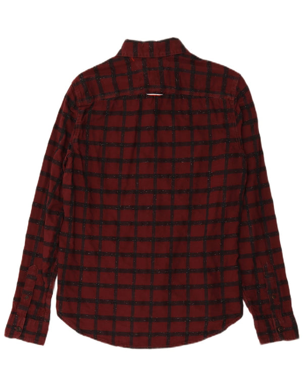 Cămașă de flanel pentru bărbați Tommy Hilfiger, bumbac cu carouri burgundy