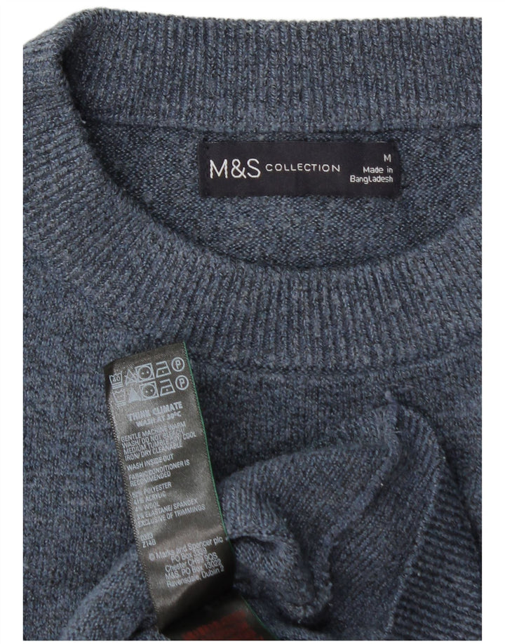 MARKS & SPENCER Womens Crew Neck Jumper Sweater UK 14 Medium Blue
