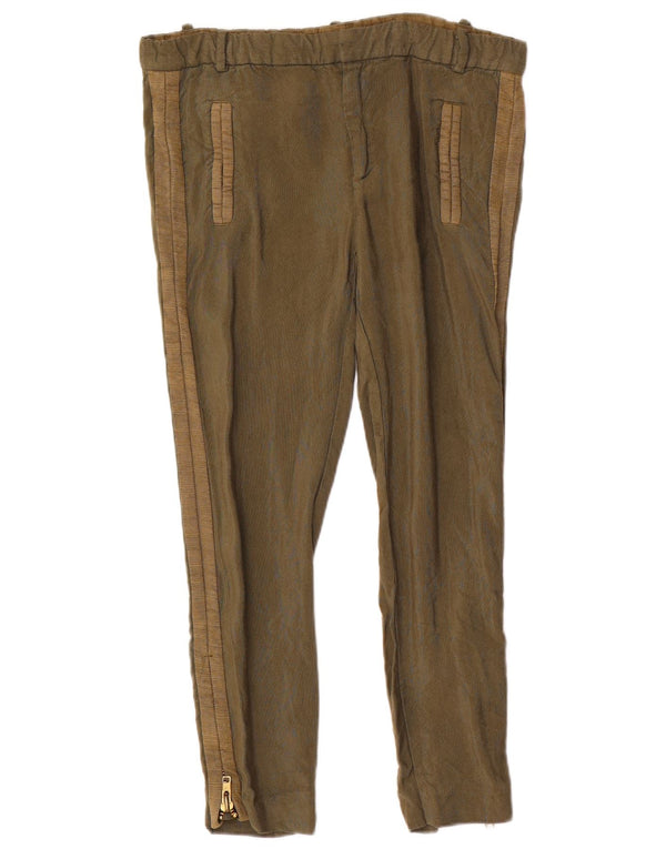 Pantaloni chino crop slim pentru femei Zara XS L24 L25 Kaki Viscoza