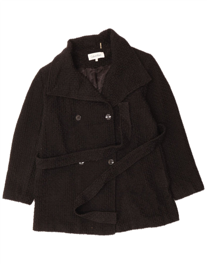 CALVIN KLEIN Palton dublu pentru femei UK 18 XL Lână neagră