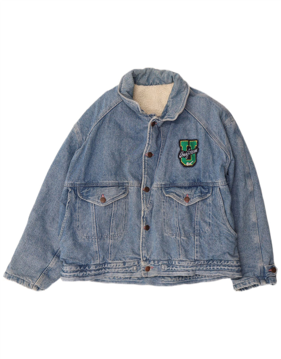 UNIFORM Mens Loose Fit Denim Jacket UK 38 Medium Blue Cotton