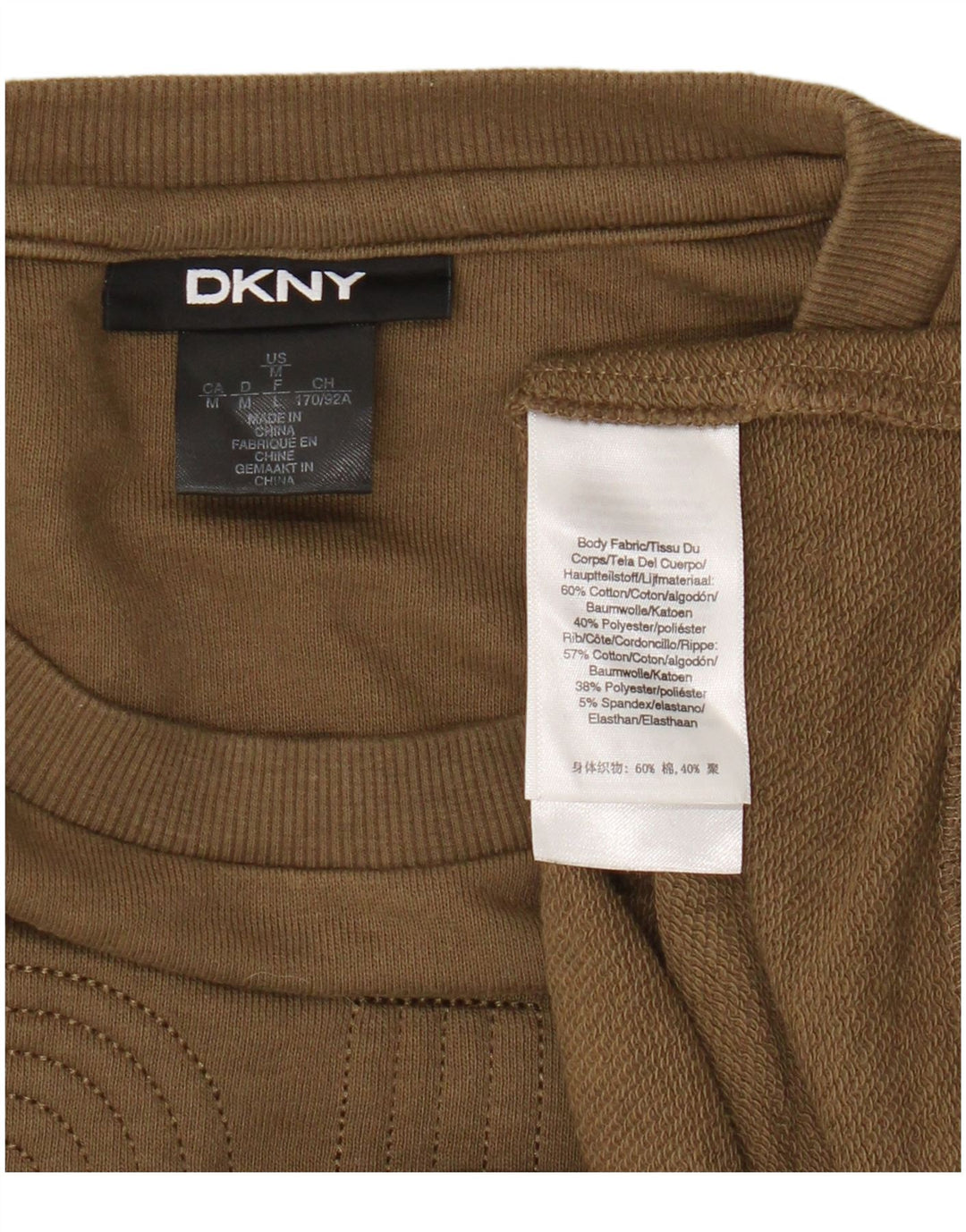 Dkny Pulover cu grafic pentru femei UK 14 Bumbac kaki mediu