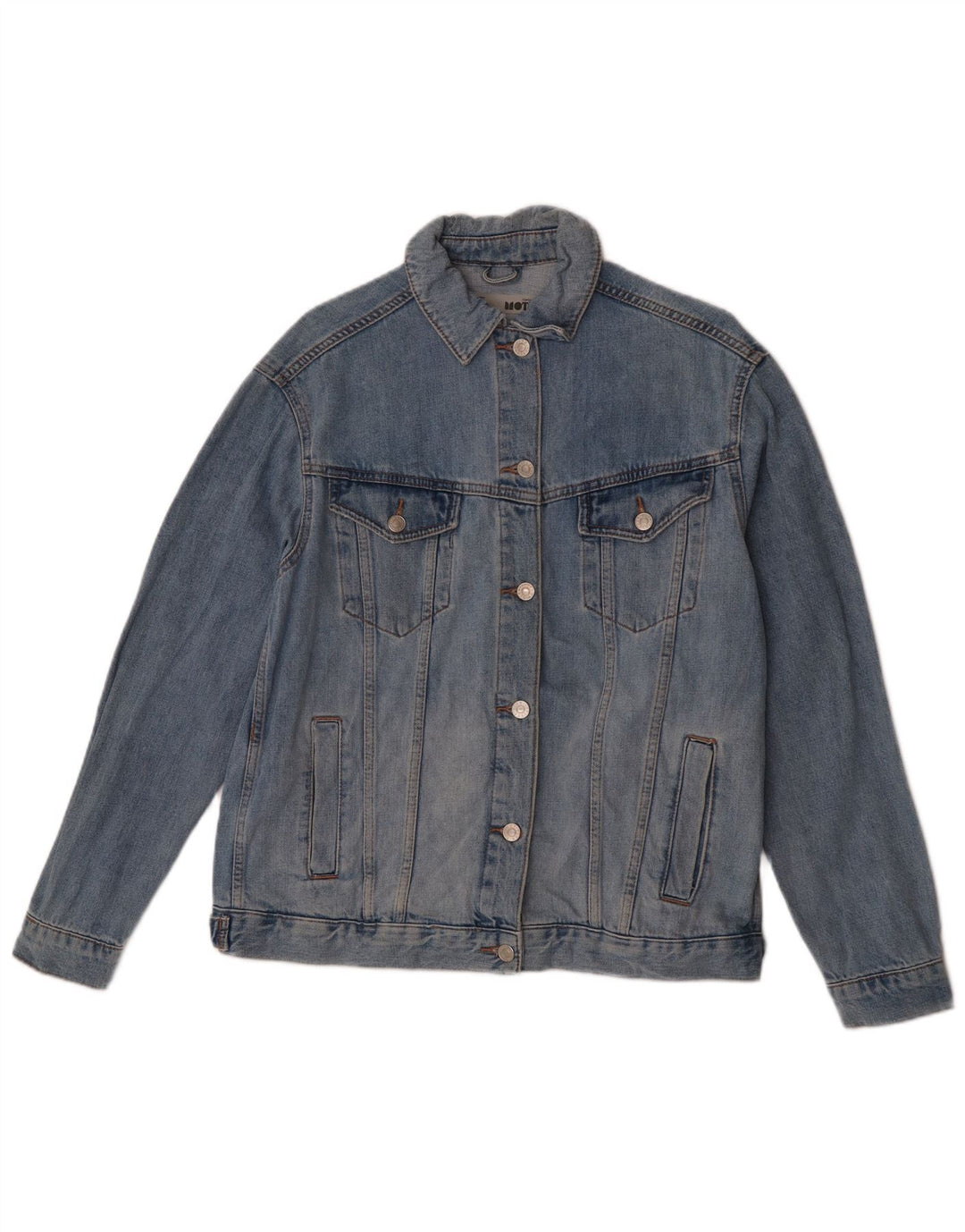 Topshop Jachetă de blugi supradimensionată pentru femei UK 10 Small Blue Bumbac