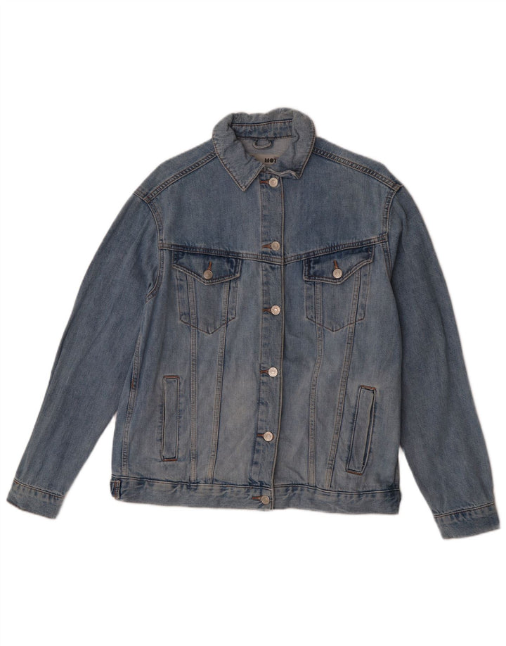 Topshop Jachetă de blugi supradimensionată pentru femei UK 10 Small Blue Bumbac