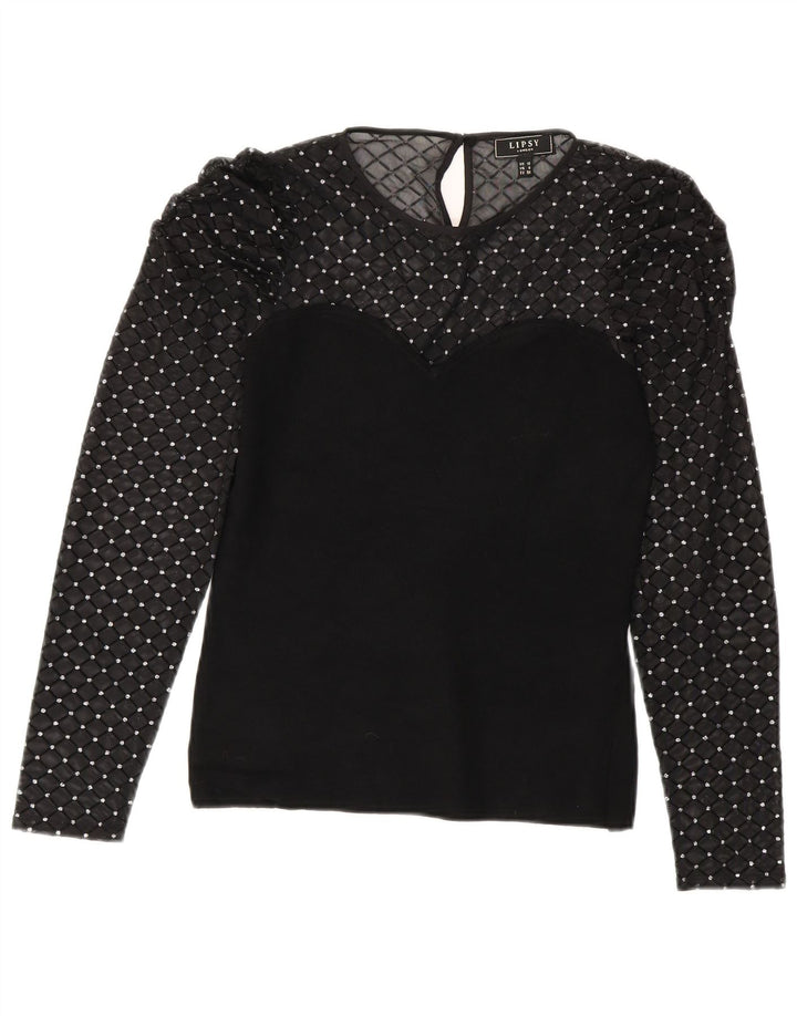 Bluză cu mânecă lungă pentru femei Lipsy Top UK 10 Small Black Viscose