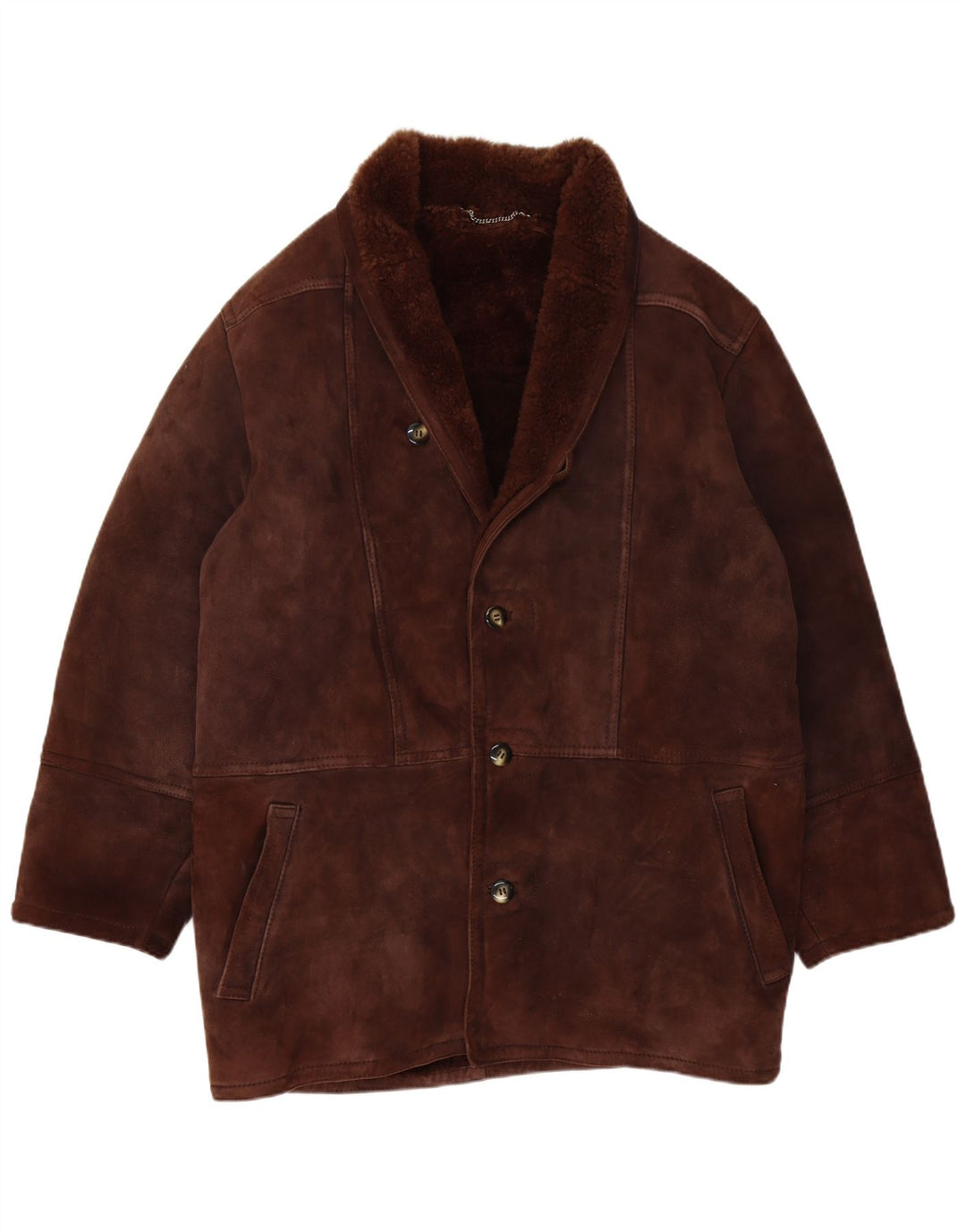 Jachetă vintage pentru bărbați din shearling IT 52 XL maro