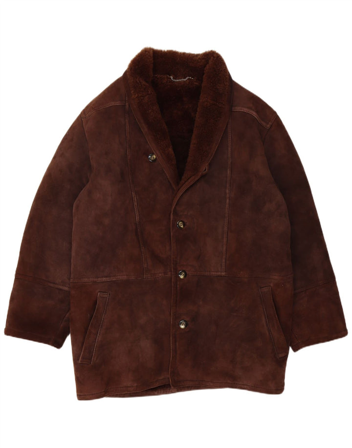 Jachetă vintage pentru bărbați din shearling IT 52 XL maro